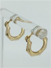 14K Yellow Gold Diamond Cut Hoop Earrings
